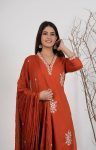 2ATTRACTIVE ROMAN SILK EMBROIDERY WORK TOP BOTTOM WITH DUPATTA FESTIVE WEAR WHOLESALE PRICE ETHNIC GARMENT (2)