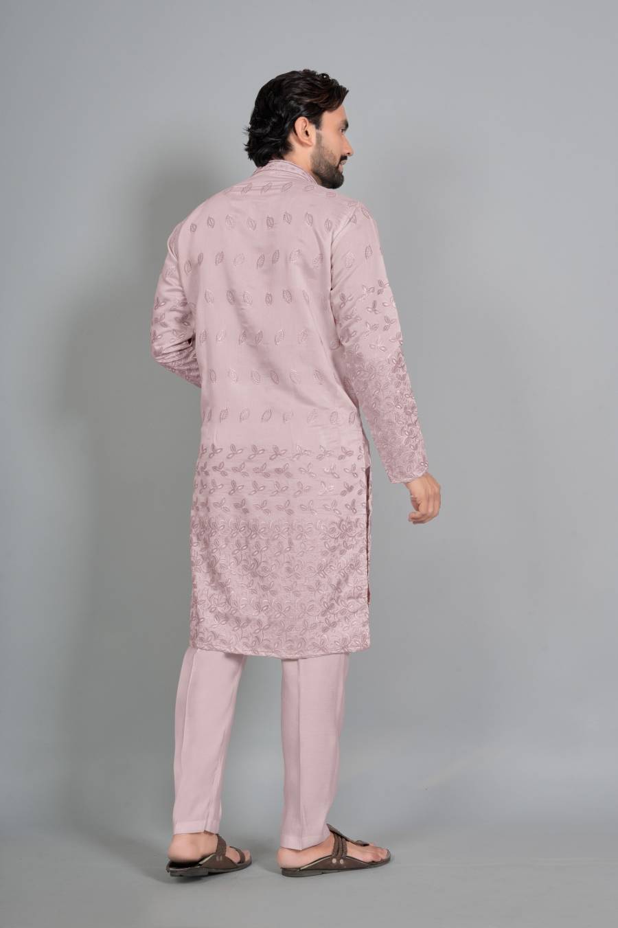 2DESIGNER COTTON SILK EMBROIDERY WORK MEN'S KURTA WEDDING WEAR WHOLESALE PRICE ETHNIC GARMENT (16)