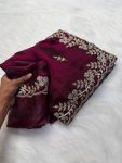 2DESIGNER FENDY SATIN CONTRAST PALLU SPRING DORI EMBROIDERY WORK CUTWORK BORDER SAREE WITH UNSTITCHED BLOUSE WEDDING WEAR WHOLESALE PRICE ETHNIC GARMENT (15)