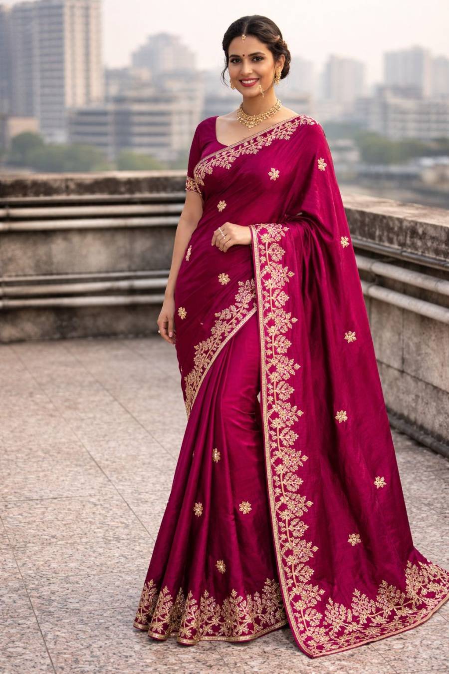 2DESIGNER FENDY SATIN CONTRAST PALLU SPRING DORI EMBROIDERY WORK CUTWORK BORDER SAREE WITH UNSTITCHED BLOUSE WEDDING WEAR WHOLESALE PRICE ETHNIC GARMENT (15)