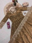 2DESIGNER FENDY SILK EMBROIDERY SEQUENCE WORK GOWN BOTTOM WITH DUPATTA WEDDING WEAR WHOLESALE PRICE ETHNIC GARMENT (6)