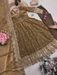 2DESIGNER FENDY SILK EMBROIDERY SEQUENCE WORK GOWN BOTTOM WITH DUPATTA WEDDING WEAR WHOLESALE PRICE ETHNIC GARMENT (6)