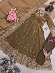 2DESIGNER FENDY SILK EMBROIDERY SEQUENCE WORK GOWN BOTTOM WITH DUPATTA WEDDING WEAR WHOLESALE PRICE ETHNIC GARMENT (6)