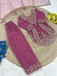 2DESIGNER GEORGETTE EMBROIDERY WITH MOTI WORK KID’S TOP BOTTOM WITH DUPATTA FESTIVE WEAR WHOLESALE PRICE ETHNIC GARMENT (26)