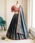 2DESIGNER SILK WOVEN WORK LEHENGA CHOLI WITH DUPATTA FESTIVE WEAR WHOLESALE PRICE ETHNIC GARMENT (10)