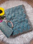 2DESIGNER SPACE SILK ORIGINAL GOLD BEADS WORK WITH CUT WORK BORDER SAREE WITH UNSTITCHED BLOUSE WITH SAME PURSE PARTY WEAR WHOLESALE PRICE ETHNIC GARMENT (9)
