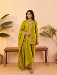 DESIGNER VICHITRA SILK EMBROIDERY, SEQUENCE & CODING WORK TOP PALAZZO WITH DUPATTA LEMON