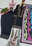 2FANCY NATURAL SILK EMBROIDRY WORK TOP PATIYALA WITH DUPATTA FESTIVE WEAR WHOLESALE PRICE ETHNIC GARMENT (18)