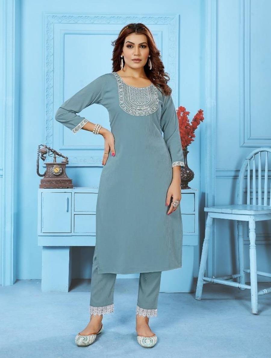2FANCY RINKAL COTTON EMBROIDERY WORK TOP PENT SET DAILY WEAR WHOLESALE PRICE ETHNIC GARMENT (16)