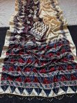 2FANCY SATIN AJARAKH PRINT WITH REAL MIRROR WORK SAREE WITH UNSTITCHED BLOUSE FESTIVE WEAR WHOLESALE PRICE ETHNIC GARMENT (15)
