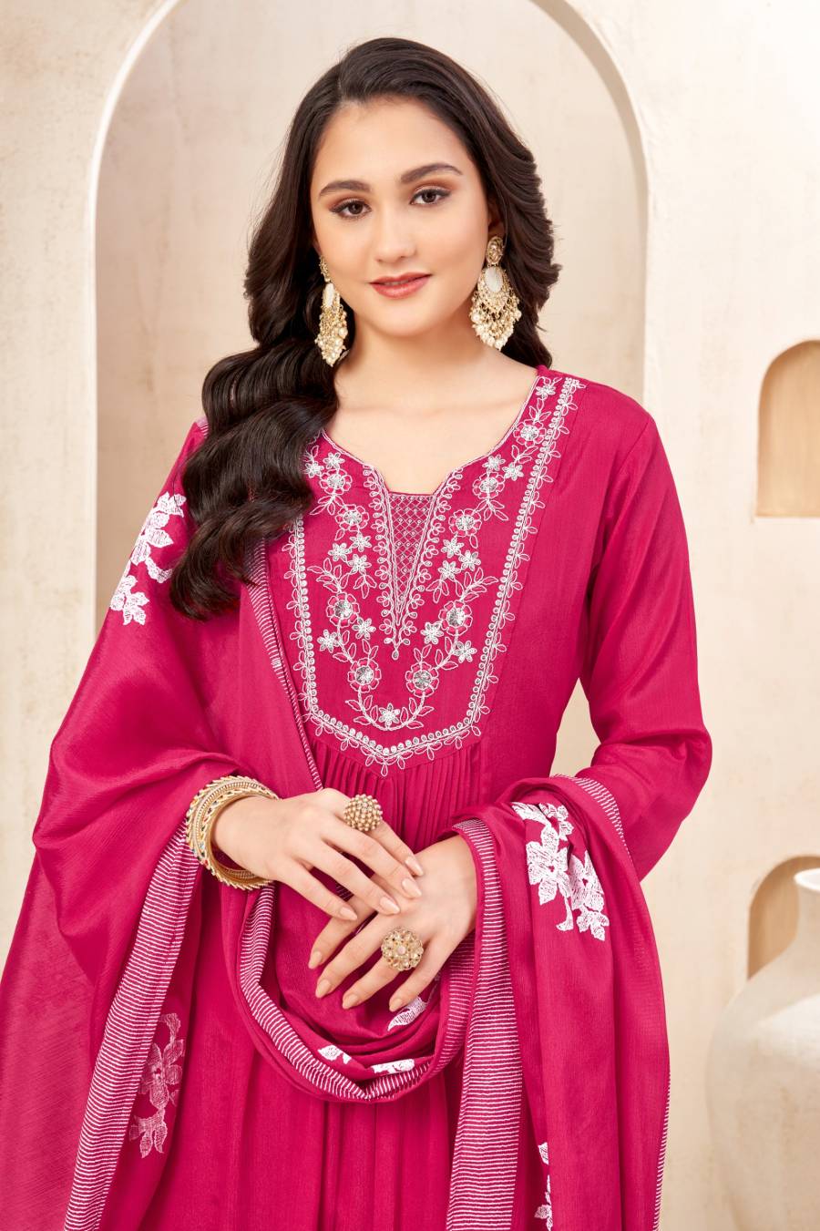 2MODERN CHINON EMBROIDERY, SEQUENCE & CODING WORK TOP BOTTOM WITH DUPATTA FESTIVE WEAR WHOLESALE PRICE ETHNIC GARMENT (10)