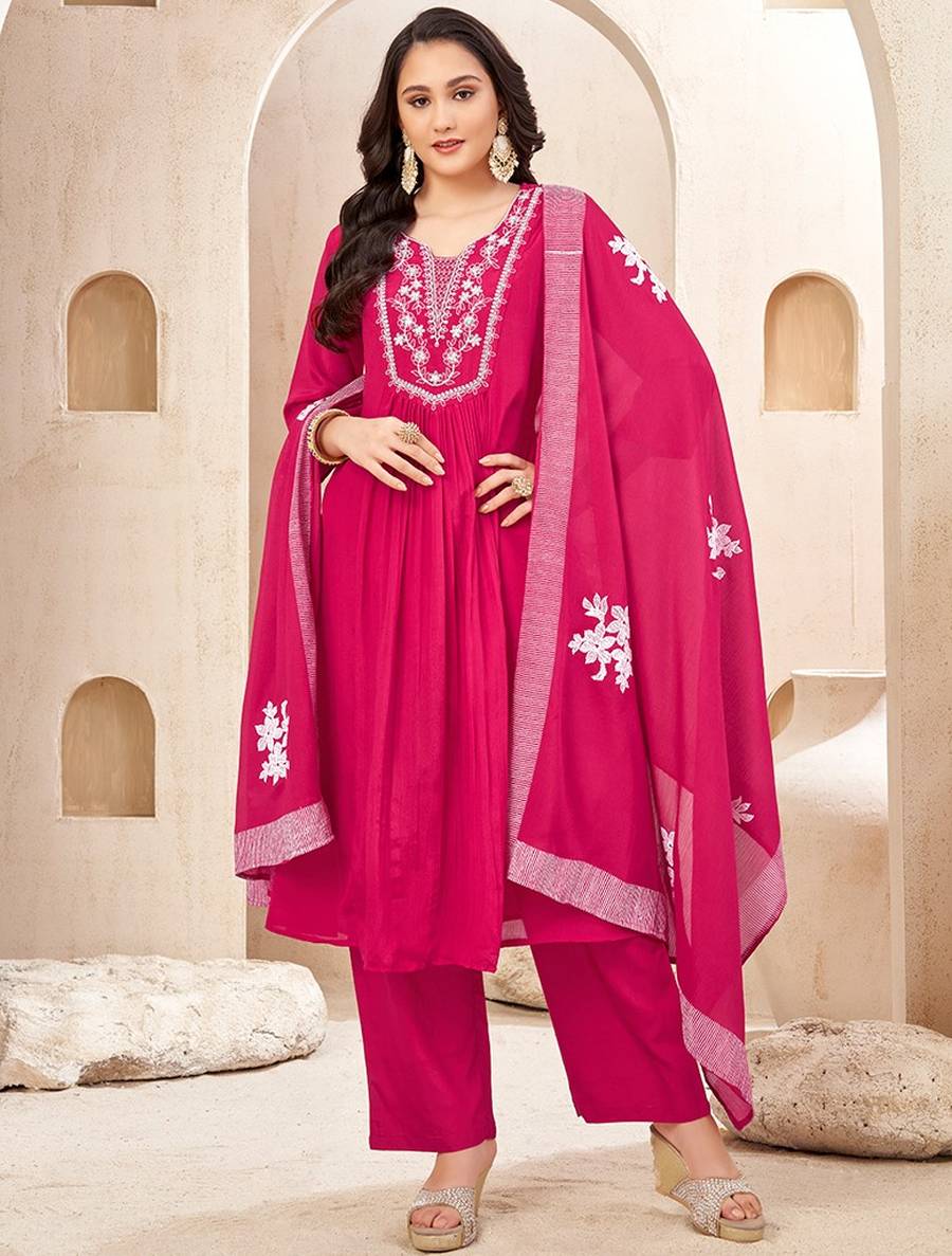 2MODERN CHINON EMBROIDERY, SEQUENCE & CODING WORK TOP BOTTOM WITH DUPATTA FESTIVE WEAR WHOLESALE PRICE ETHNIC GARMENT (7)