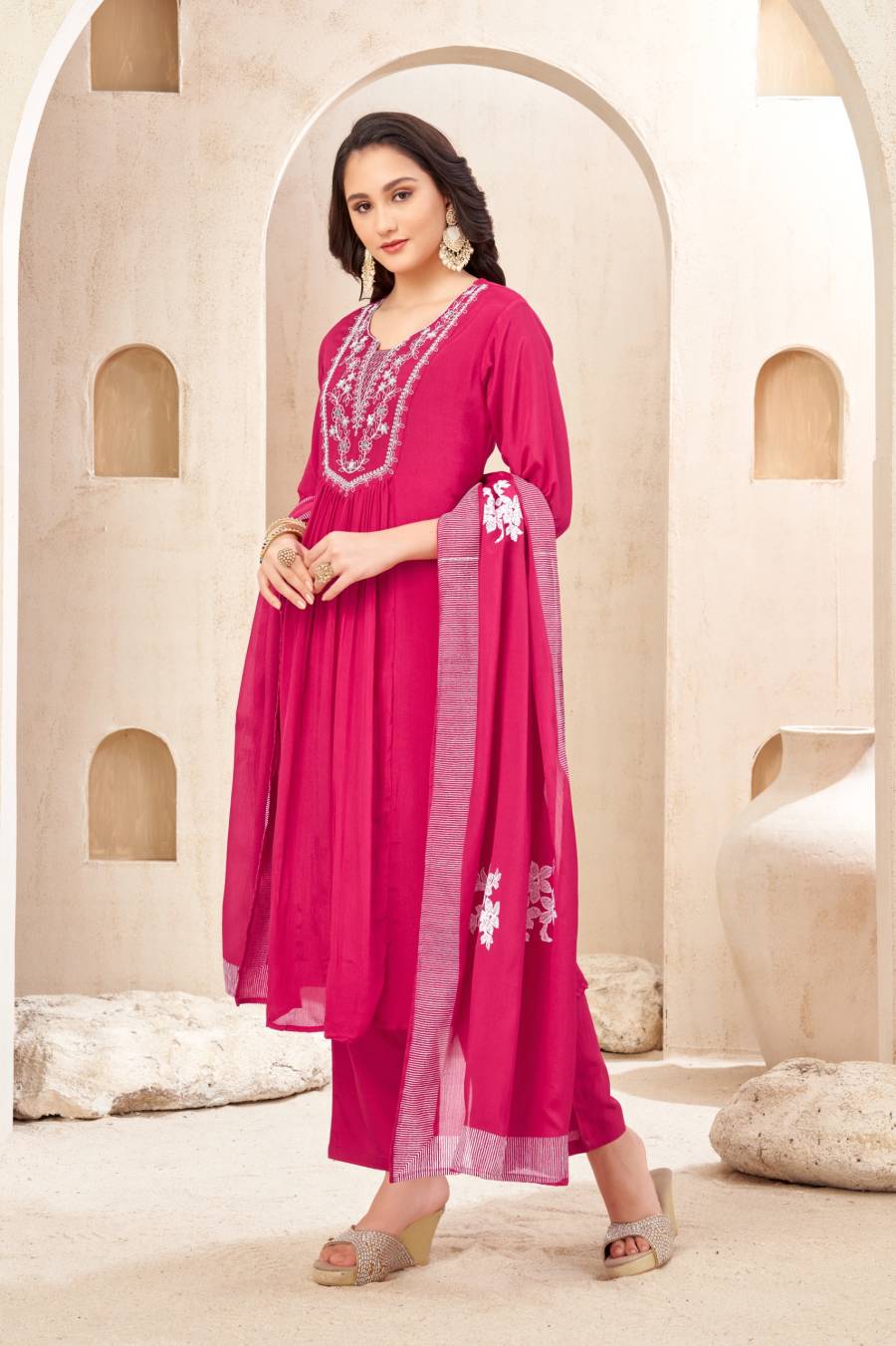 2MODERN CHINON EMBROIDERY, SEQUENCE & CODING WORK TOP BOTTOM WITH DUPATTA FESTIVE WEAR WHOLESALE PRICE ETHNIC GARMENT (8)
