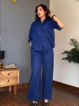 MODERN COTTON PLAIN CO-ORD SET BLUE