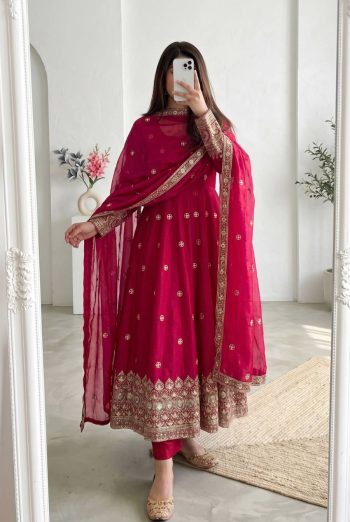 MODERN FENDY SILK EMBROIDERY  SEQUENCE WORK GOWN BOTTOM WITH DUPATTA RANI