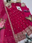2MODERN FENDY SILK EMBROIDERY SEQUENCE WORK GOWN BOTTOM WITH DUPATTA WEDDING WEAR WHOLESALE PRICE ETHNIC GARMENT (11)