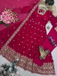 2MODERN FENDY SILK EMBROIDERY SEQUENCE WORK GOWN BOTTOM WITH DUPATTA WEDDING WEAR WHOLESALE PRICE ETHNIC GARMENT (11)