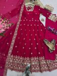 2MODERN FENDY SILK EMBROIDERY SEQUENCE WORK GOWN BOTTOM WITH DUPATTA WEDDING WEAR WHOLESALE PRICE ETHNIC GARMENT (11)