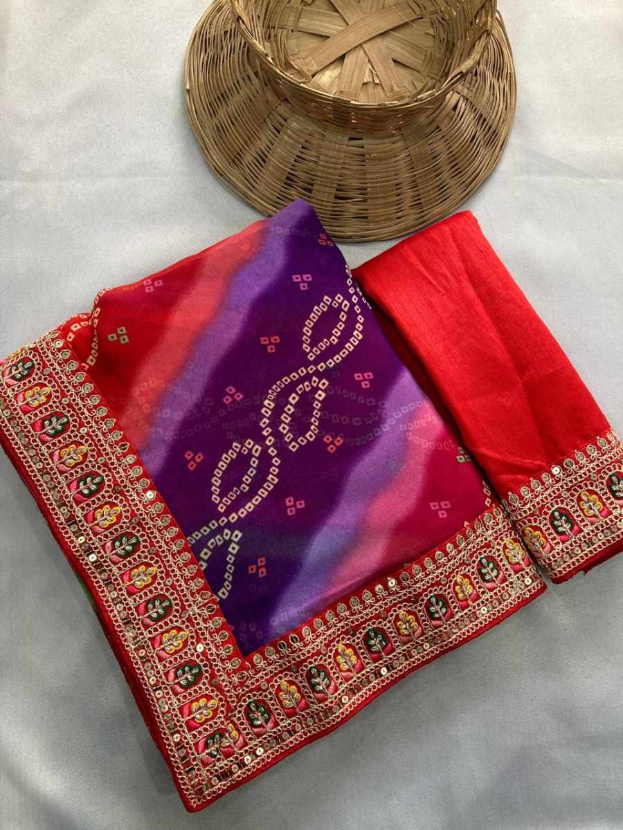 2MODERN GEORGETTE DIGITAL PRINT WITH EMBROIDERY WORK BORDER SAREE WITH UNSTITCHED BLOUSE FESTIVE WEAR WHOLESALE PRICE ETHNIC GARMENT (13)
