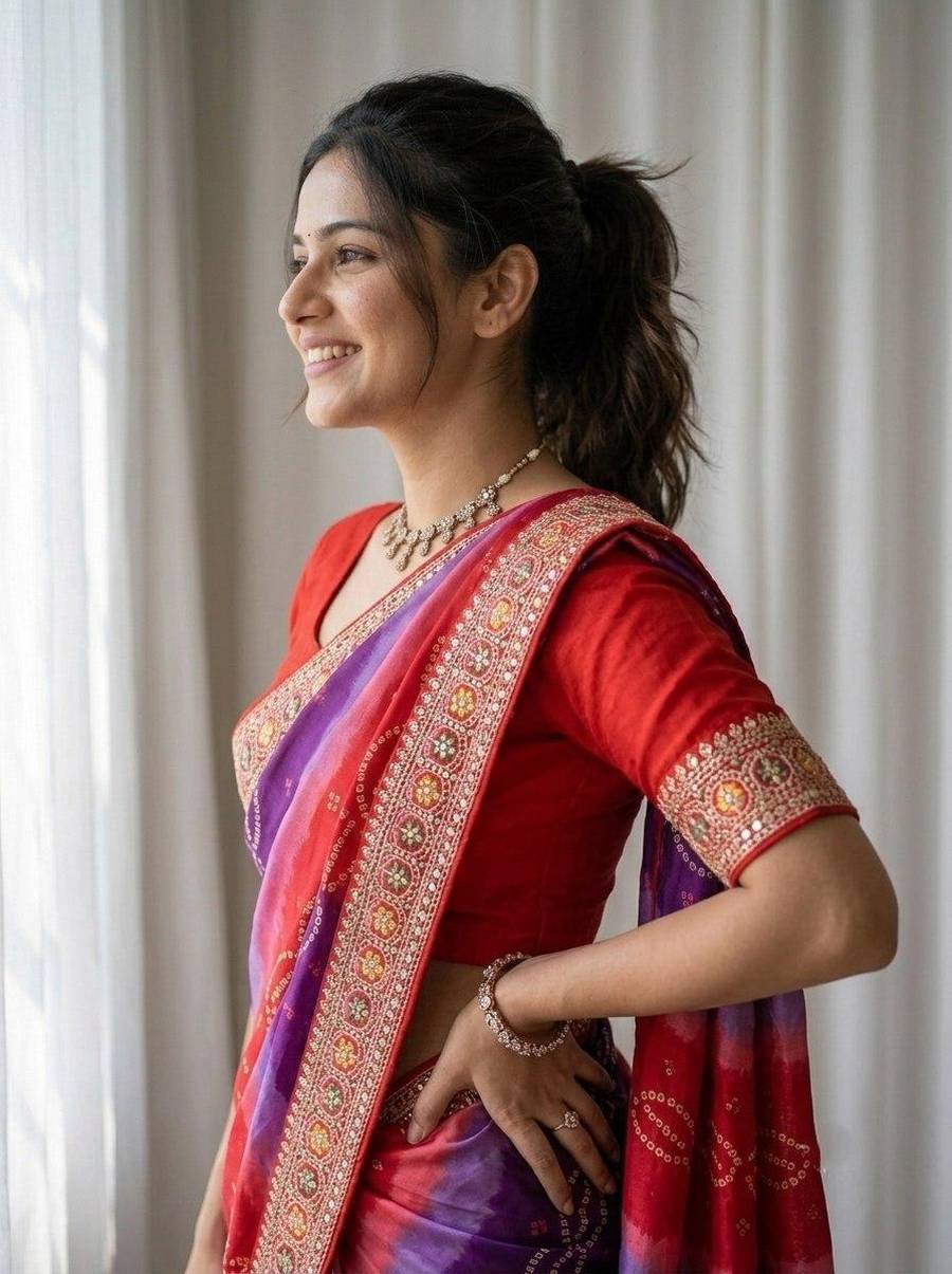 2MODERN GEORGETTE DIGITAL PRINT WITH EMBROIDERY WORK BORDER SAREE WITH UNSTITCHED BLOUSE FESTIVE WEAR WHOLESALE PRICE ETHNIC GARMENT (14)