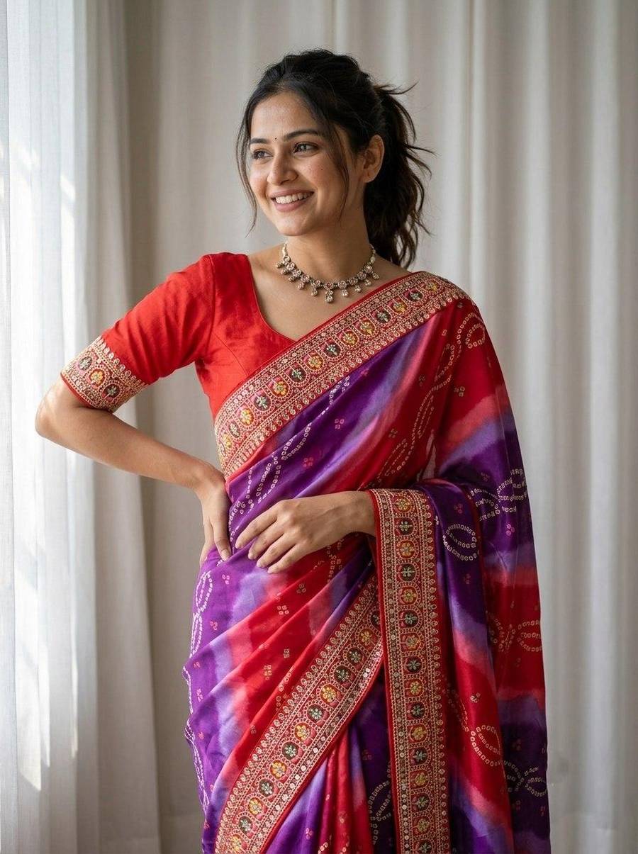 2MODERN GEORGETTE DIGITAL PRINT WITH EMBROIDERY WORK BORDER SAREE WITH UNSTITCHED BLOUSE FESTIVE WEAR WHOLESALE PRICE ETHNIC GARMENT (15)