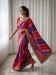 2MODERN GEORGETTE DIGITAL PRINT WITH EMBROIDERY WORK BORDER SAREE WITH UNSTITCHED BLOUSE FESTIVE WEAR WHOLESALE PRICE ETHNIC GARMENT (16)