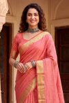 2MODERN LINEN COTTON SILK WEAVING ZARI WORK SAREE WITH UNSTITCHED BLOUSE FESTIVE WEAR WHOLESALE PRICE ETHNIC GARMENT (10)