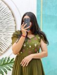 2MODERN MUL COTTON MAGGAM WORK ONE PIECE DRESS PARTY WEAR WHOLESALE PRICE ETHNIC GARMENT (8)