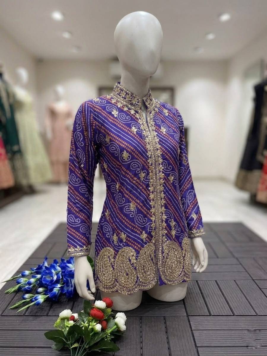 2MODERN SATIN BANGLORI PRINT WITH EMBROIDERY THREAD & SEQUENCE WORK JACKET PARTY WEAR WHOLESALE PRICE ETHNIC GARMENT (6)