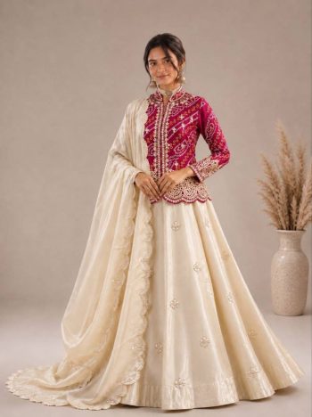 MODERN SHIMMER EMBROIDERY THREAD & SEQUENCE WORK LEHENGA CHOLI WITH DUPATTA PINK