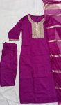 2MODERN SLUB COTTON EMBROIDERY WORK TOP BOTTOM WITH DUPATTA FESTIVE WEAR WHOLESALE PRICE ETHNIC GARMENT (13)