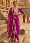 MODERN SLUB COTTON EMBROIDERY WORK TOP BOTTOM WITH DUPATTA PINK