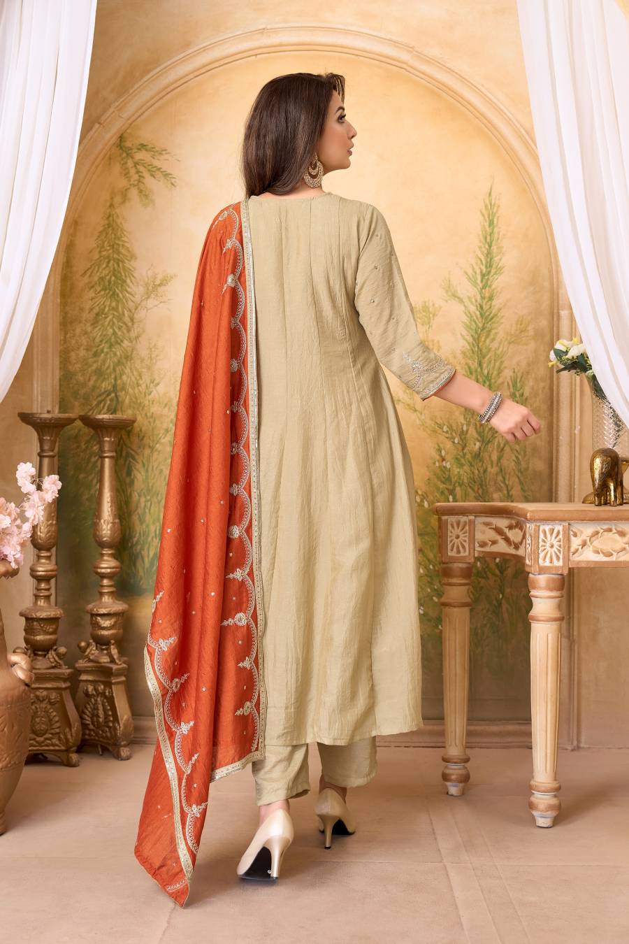 2MODERN VICHITRA SILK EMBROIDERY, SEQUENCE & CODING WORK ANARKALI BOTTOM WITH DUPATTA WEDDING WEAR WHOLESALE PRICE ETHNIC GARMENT (10)