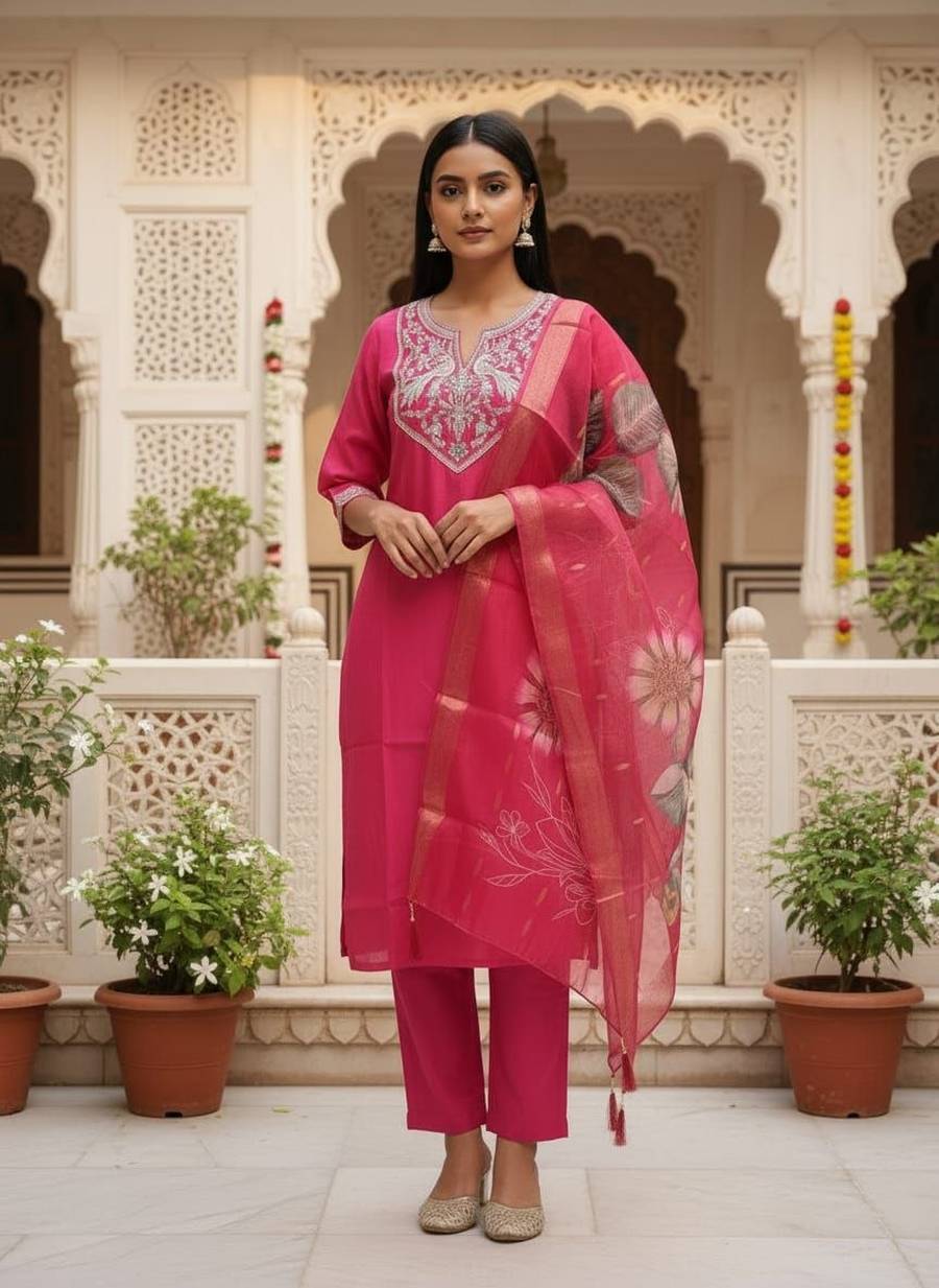 2NEW ARRIVAL ROMAN SILK EMBROIDERY WORK TOP BOTTOM WITH DUPATTA FESTIVE WEAR WHOLESALE PRICE ETHNIC GARMENT (17)