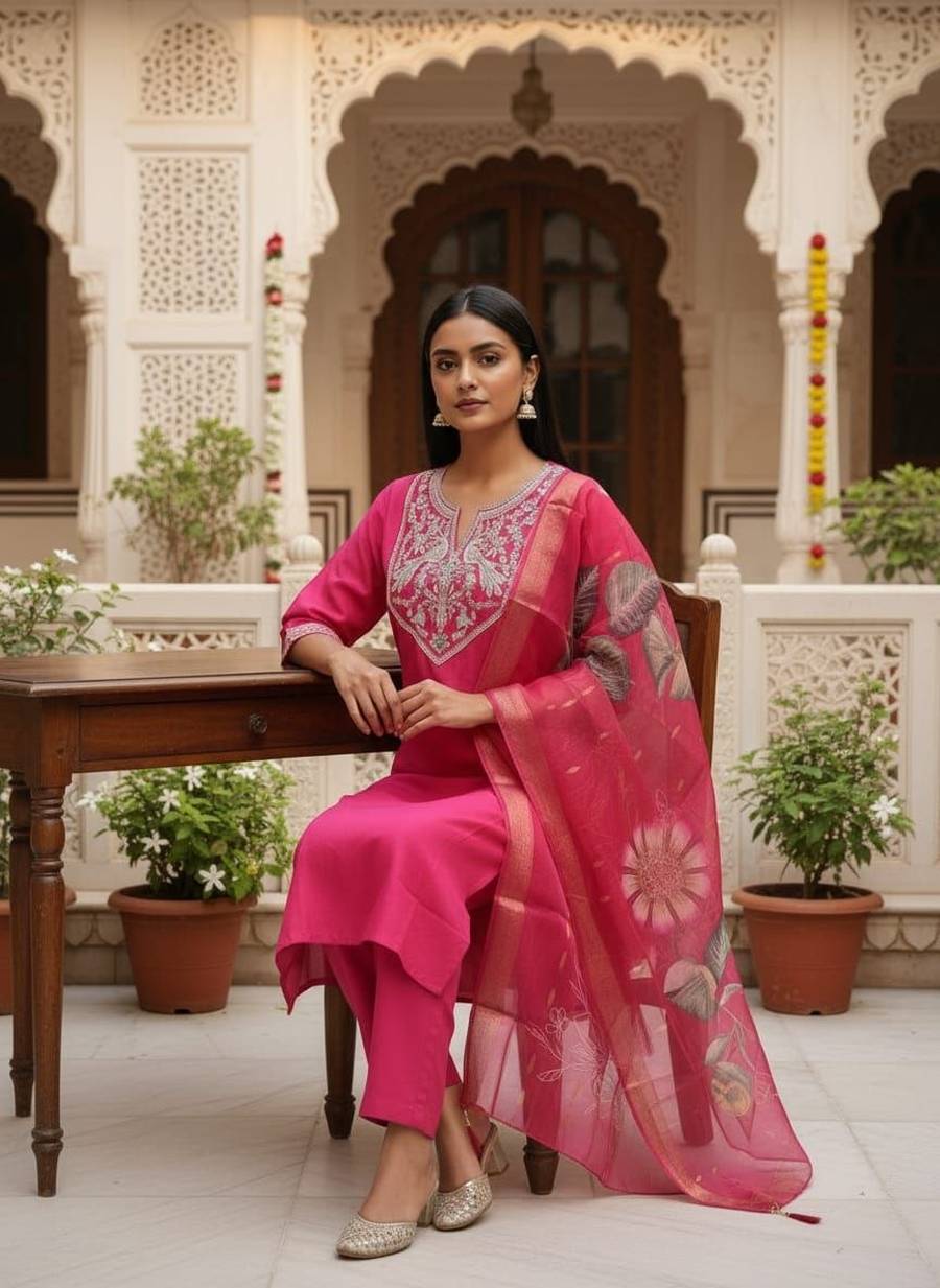 2NEW ARRIVAL ROMAN SILK EMBROIDERY WORK TOP BOTTOM WITH DUPATTA FESTIVE WEAR WHOLESALE PRICE ETHNIC GARMENT (18)