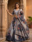 NEW ARRIVAL TABBY SILK DIGITAL PRINTED WITH EMBROIDERY WORK LEHENGA CHOLI WITH DUPATTA PURPLE