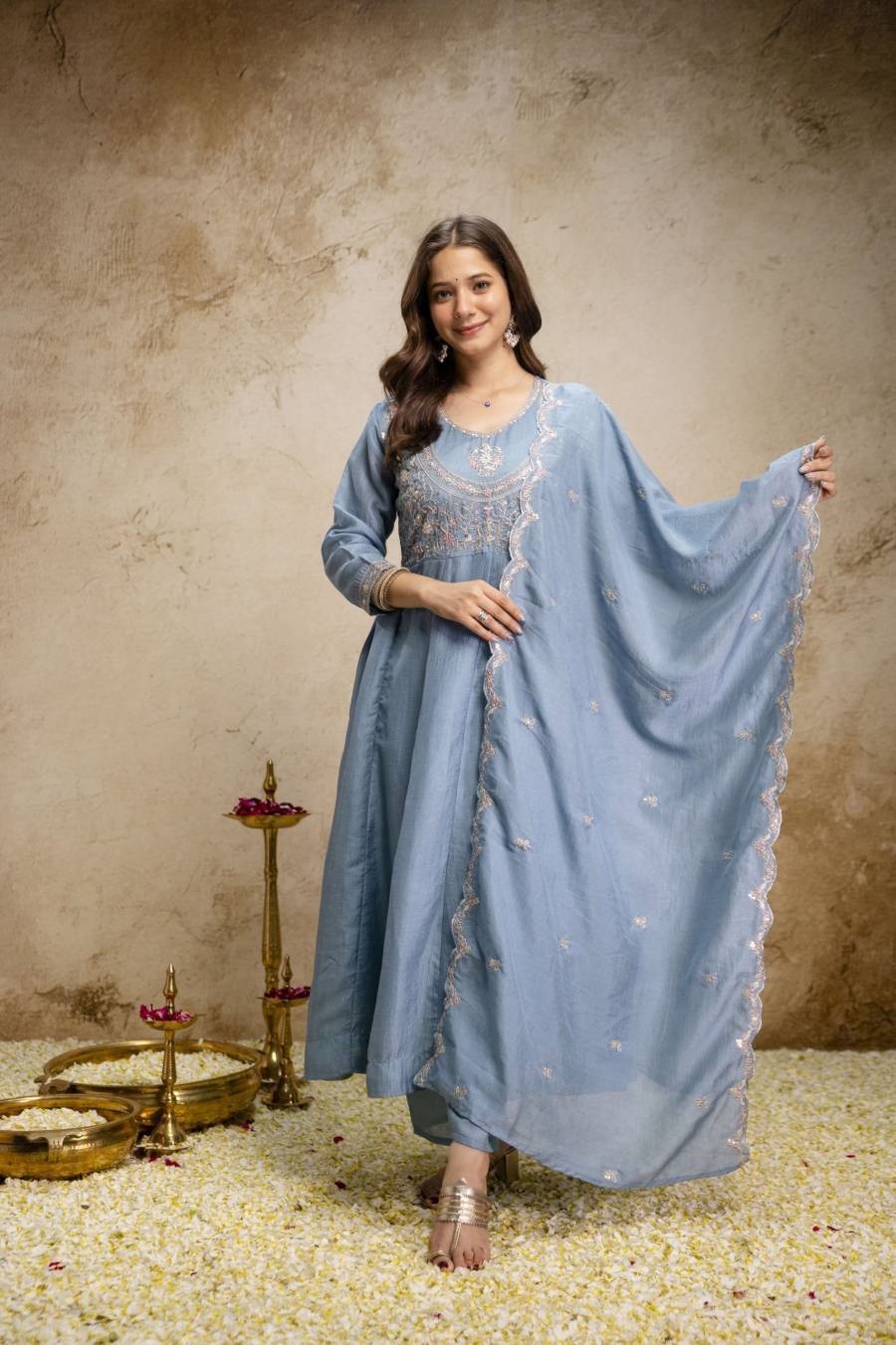 2NEW ARRIVAL VICHITRA SILK SEQUENCE CODING EMBROIDERY WORK TOP BOTTOM WITH DUPATTA FESTIVE WEAR WHOLESALE PRICE ETHNIC GARMENT (24)