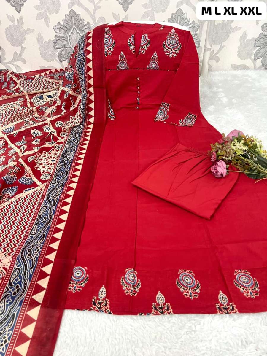 2RICH LOOK COTTON DIGITAL PRINTED WITH SEQUENCE KATHA WORK ANARKALI BOTTOM WITH DUPATTA FESTIVE WEAR WHOLESALE PRICE ETHNIC GARMENT (32)