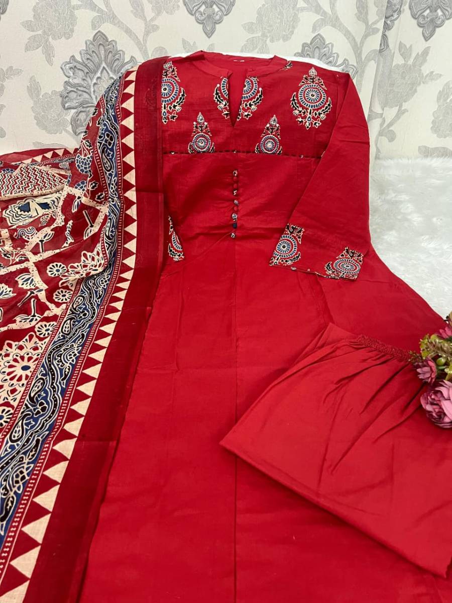 2RICH LOOK COTTON DIGITAL PRINTED WITH SEQUENCE KATHA WORK ANARKALI BOTTOM WITH DUPATTA FESTIVE WEAR WHOLESALE PRICE ETHNIC GARMENT (33)