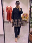 RICH LOOK COTTON EMBROIDERY WORK CO-ORD SET BLACK