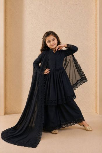 RICH LOOK ROMAN SILK EMBROIDERY WORK GOWN BOTTOM WITH DUPATTA BLACK