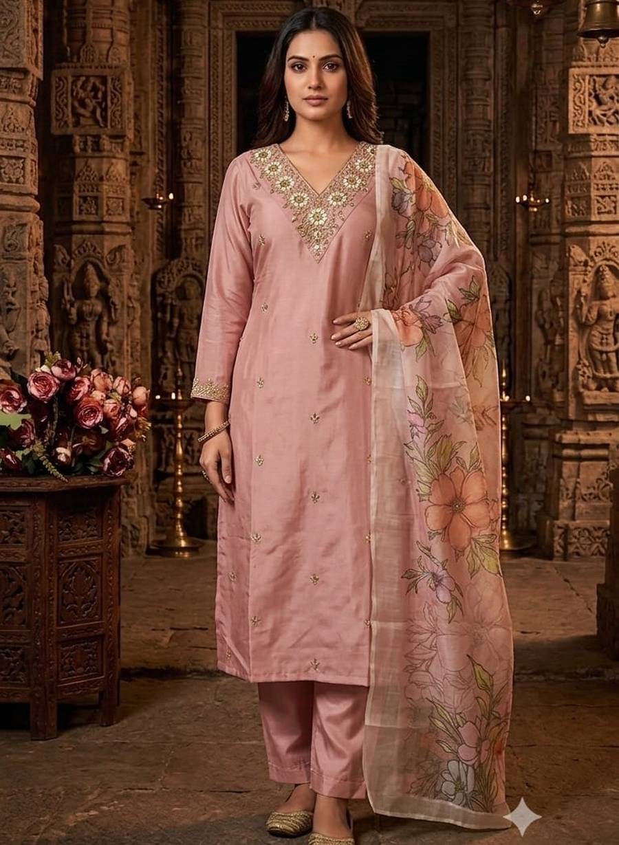 2RICH LOOK SLUB COTTON CUT PASTE EMBROIDERY WORK TOP BOTTOM WITH DUPATTA FESTIVE WEAR WHOLESALE PRICE ETHNIC GARMENT (12)