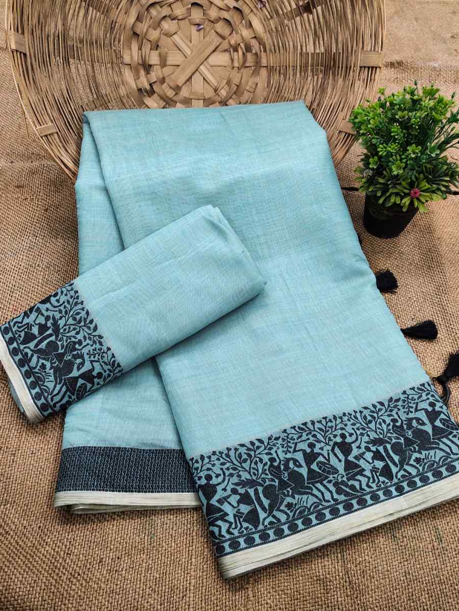 2TRADITIONAL COTTON SOFT SILK JACQUARD WEAVING BORDER WORK SAREE WITH UNSTITCHED BLOUSE FESTIVE WEAR WHOLESALE PRICE ETHNIC GARMENT (10)