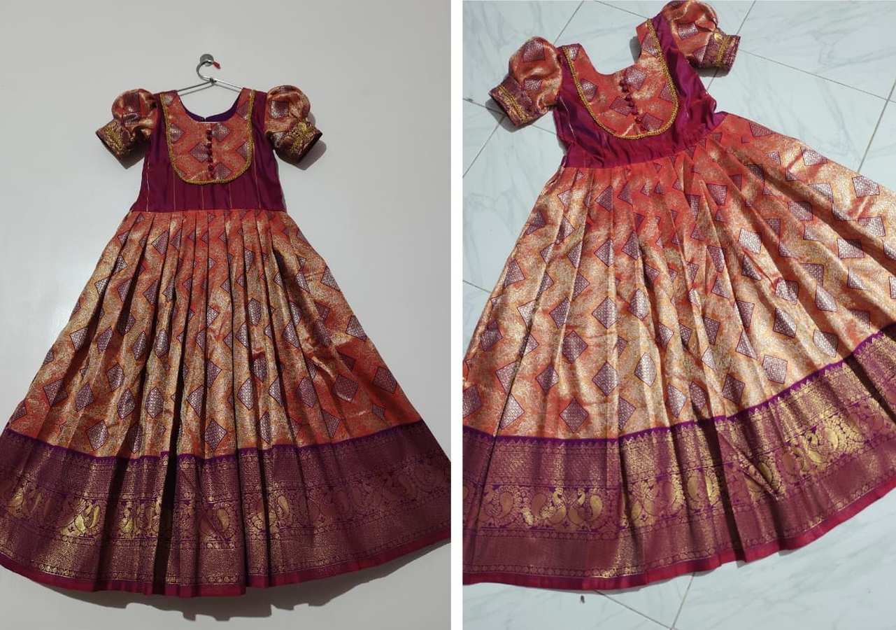2TRADITIONAL SILK HEAVY SILK WORK KID'S GOWN FESTIVE WAR WHOLESALE PRICE ETHNIC GARMENT (10)