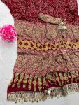 2TRENDING CREPE SILK AJARAKH PRINT WITH REAL MIRROR WORK SAREE WITH UNSTITCHED BLOUSE FESTIVE WEAR WHOLESALE PRICE ETHNIC GARMENT (3)