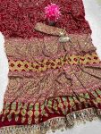 2TRENDING CREPE SILK AJARAKH PRINT WITH REAL MIRROR WORK SAREE WITH UNSTITCHED BLOUSE FESTIVE WEAR WHOLESALE PRICE ETHNIC GARMENT (3)