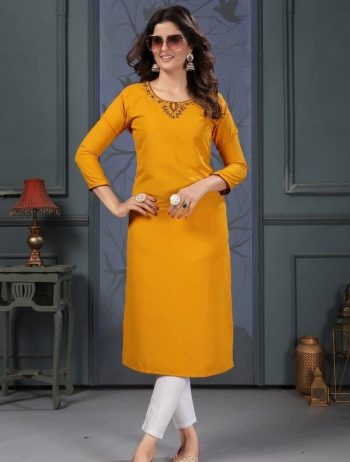 TRENDING MAAZA COTTON HANDWORK TOP PENT SET YELLOW