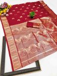3DESIGNER BANARASI SILK SELF & ZARI WEAVING RICH PALLU UNIQUE BORDER WORK SAREE WITH UNSTITCHED BLOUSE FESIVE WEAR WHOLESALE PRICE ETHNIC GARMENT (8)