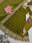 3DESIGNER FENDY SILK EMBROIDERY SEQUENCE WORK GOWN BOTTOM WITH DUPATTA WEDDING WEAR WHOLESALE PRICE ETHNIC GARMENT (28)