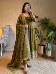 DESIGNER FENDY SILK EMBROIDERY SEQUENCE WORK GOWN BOTTOM WITH DUPATTA MEHNDI